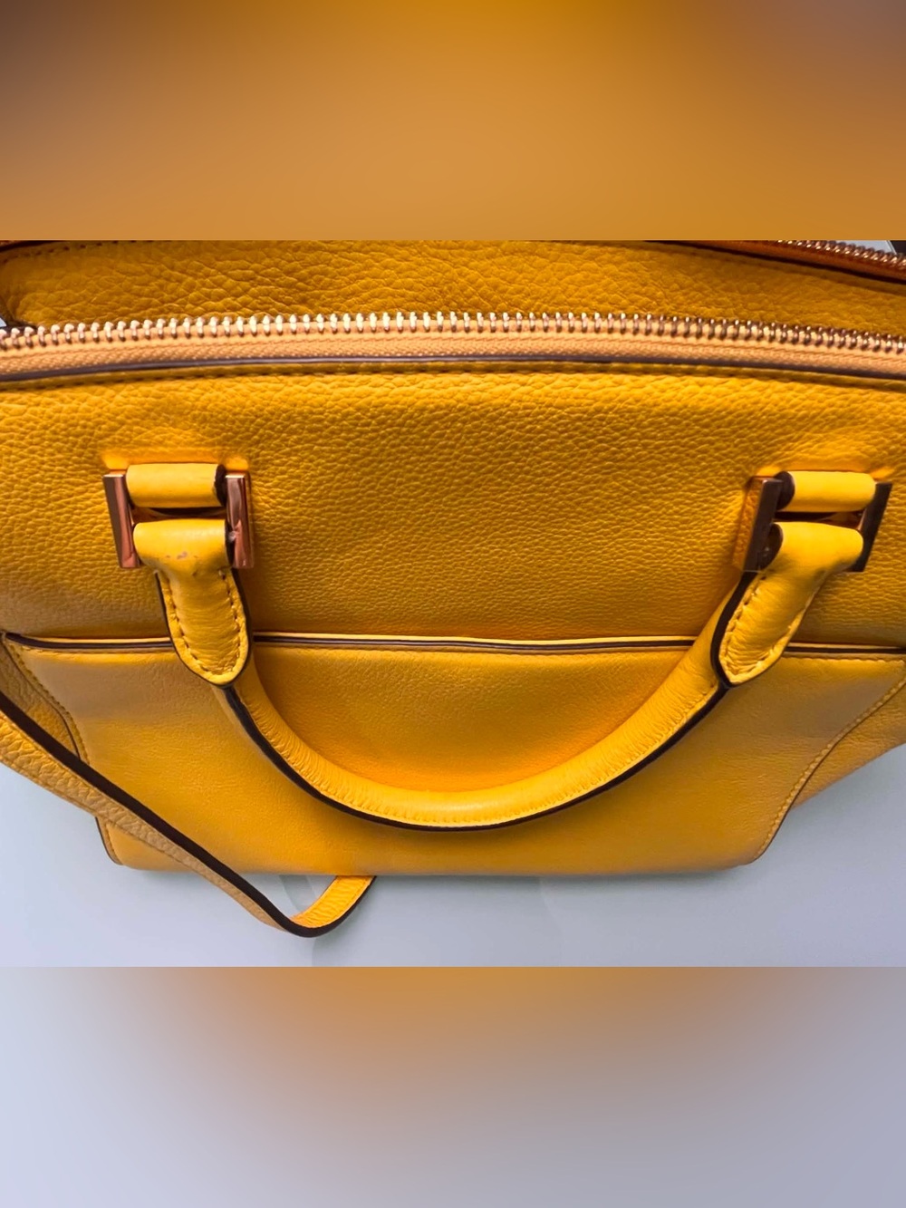 Michael Kors Yellow Pebbled Leather Convertible Satchel Crossbody Handbag Bag - Picture 6 of 11
